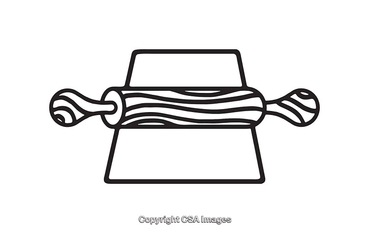 Black And White Line Art of Rolling Pin and Baking Utensil Design