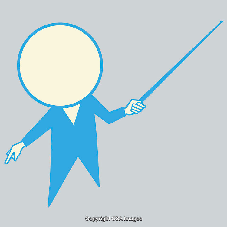 Minimalist Illustration of a Person Concept in Blue with Pointer
