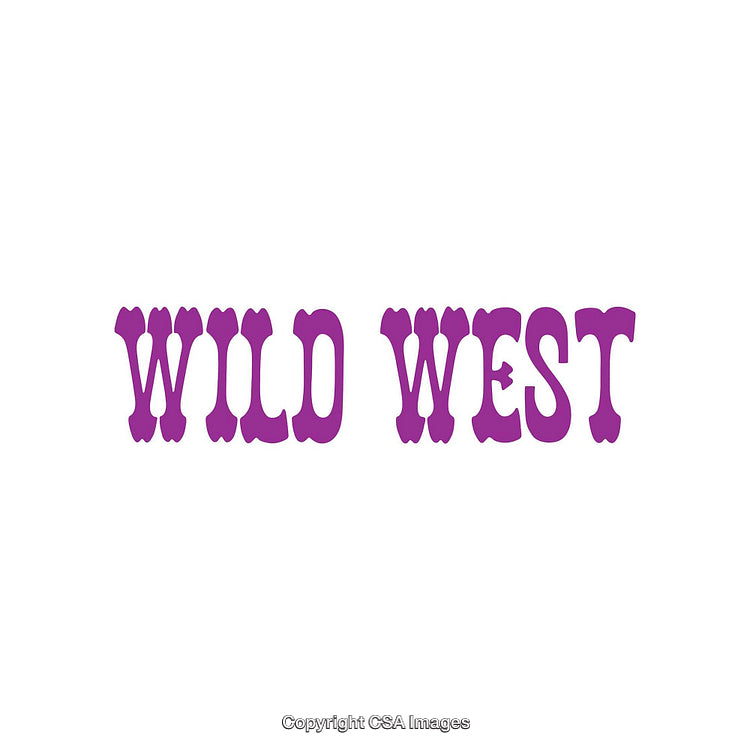 Purple Wild West Text on White Background