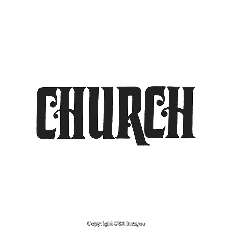 Vintage Styled Church Text Logo with Decorative Font Elements
