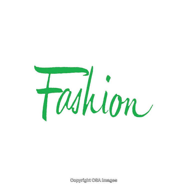Creative Green Calligraphy of the Word Fashion on a White Background