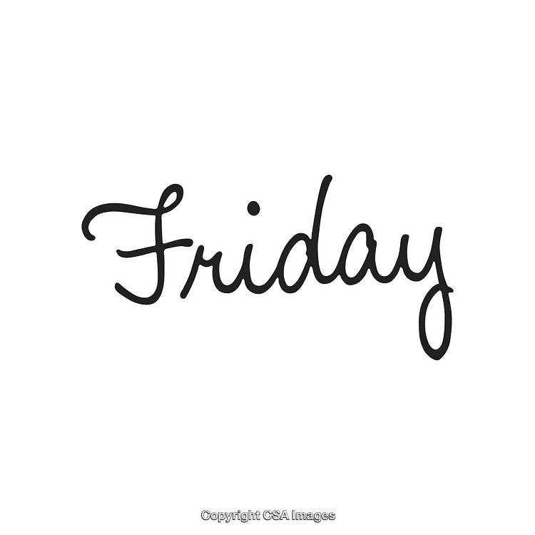 Handwritten 'Friday' Text Illustration on a White Background