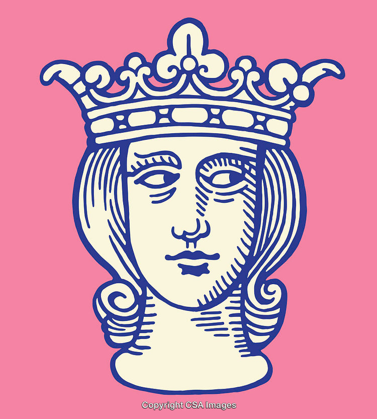 Queen Illustration With Crown in Minimalistic Line Art Style