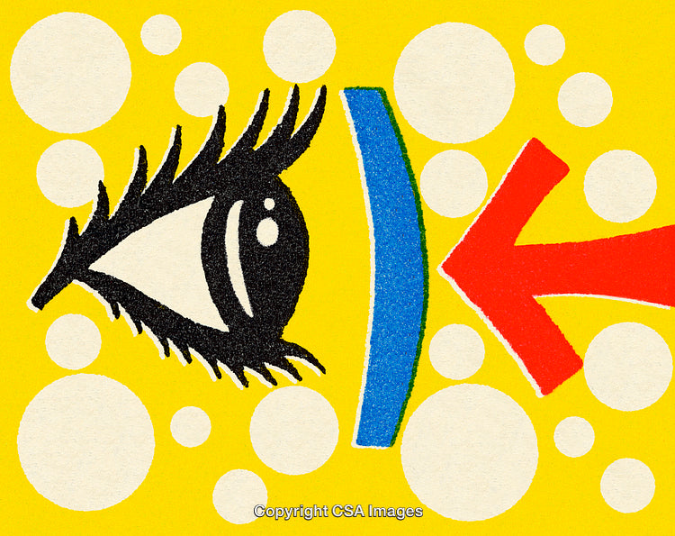 Creative Abstract Artwork Featuring Eye Illustration on Vibrant Yellow Background