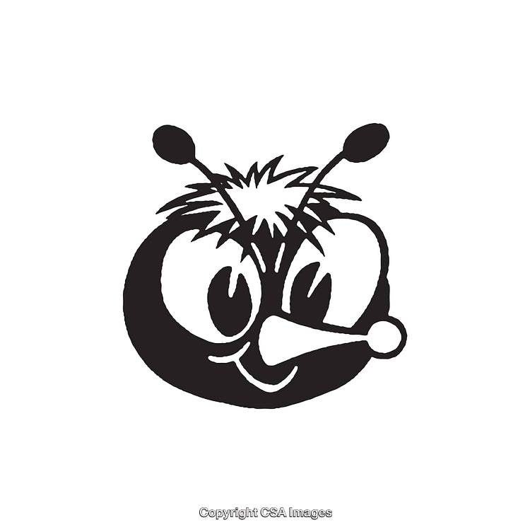 Cute Black and White Cartoon Insect with Playful Facial Expression