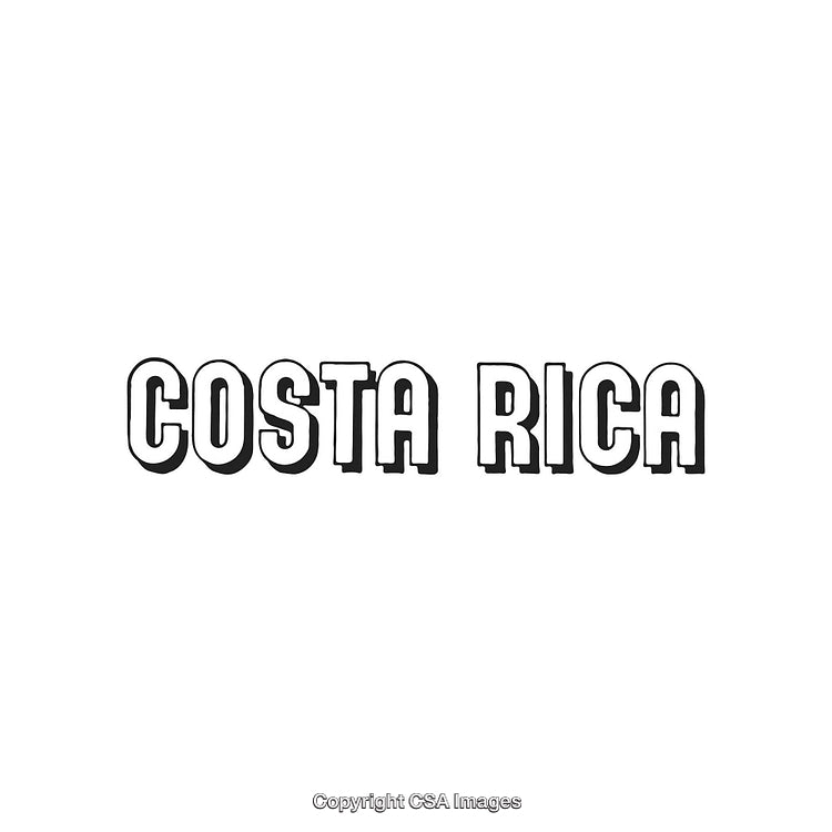 Bold Costa Rica Text in Black and White with Artistic Design Elements