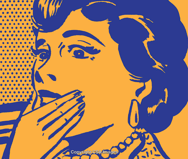 Retro Pop Art Style Illustration of a Woman with Surprised Expression