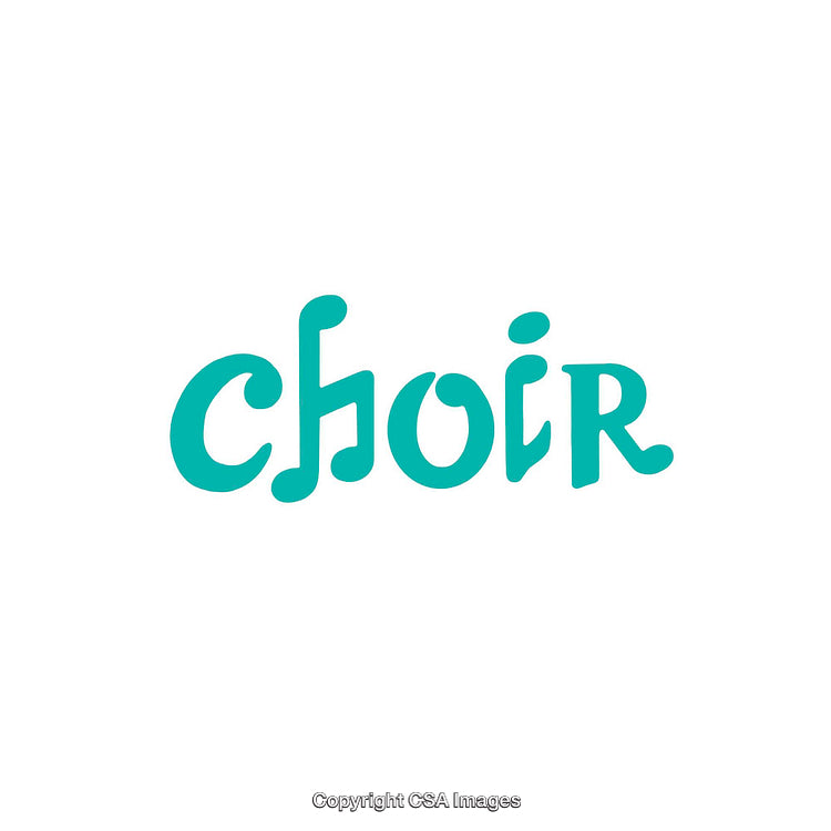 Whimsically Styled Typographic Image Featuring the Word 'Choir' on a White Background