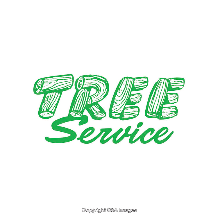Green Logo Design Representing Tree Service with Decorative Wooden Typeface