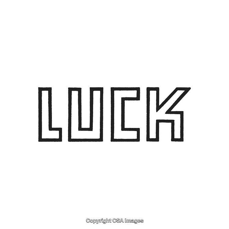 Black Handwritten Letters Spelling 'Luck' with Bold Outline on White