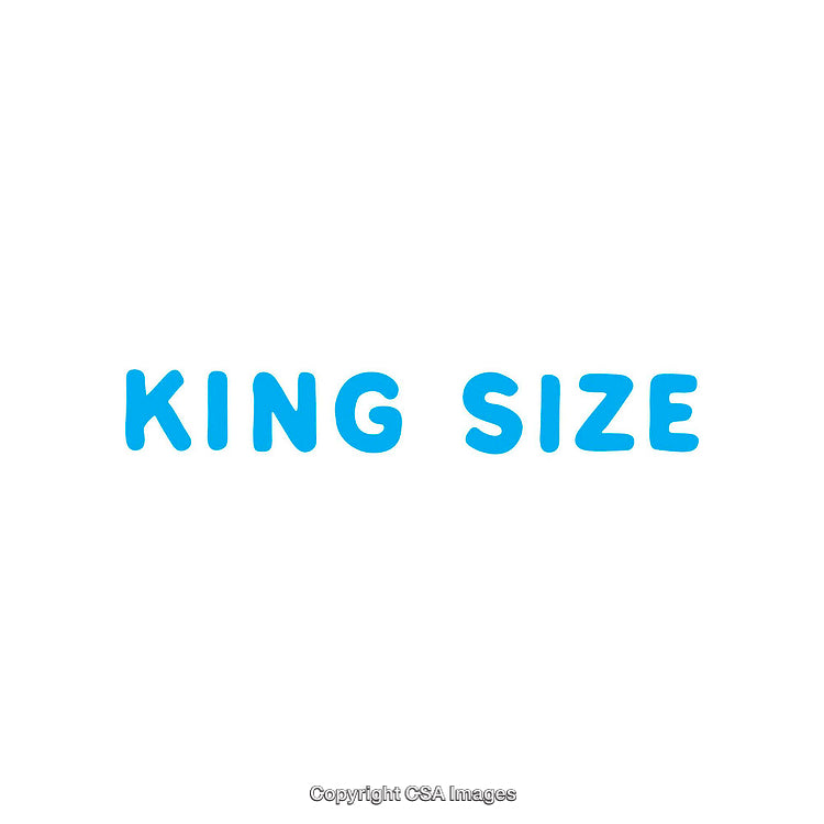 King Size Text in Bold Blue Letters on White Background
