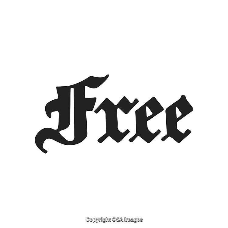 Decorative Typography Spelling the Word 'Free' in Blackletter Font