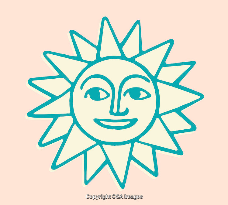 Colorful Line Art Illustration of a Smiling Sun With a Radiant Design