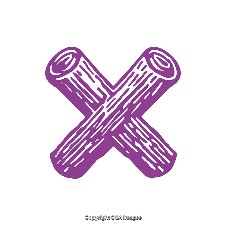 Purple Wooden Log Letter X on White Background