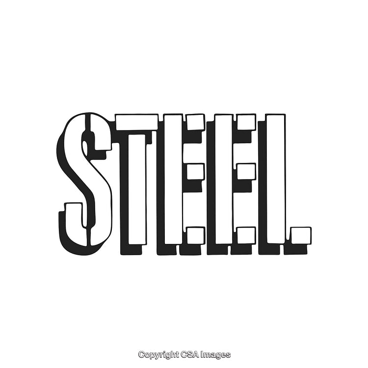 Bold Typography Design in Black and White with the Word 'Steel'