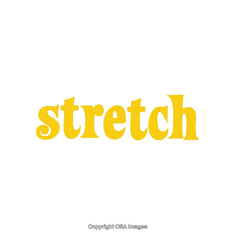 Bright Yellow Typography 'Stretch' Text on a White Background