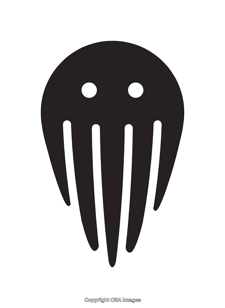 Black and White Icon Representing a Stylized Octopus