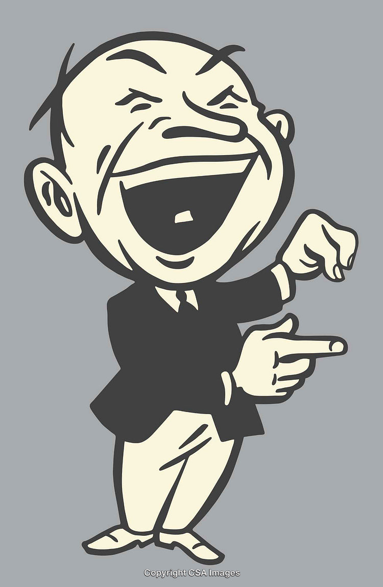 Retro Cartoon Illustration Representing Humor and Happiness in Black and White