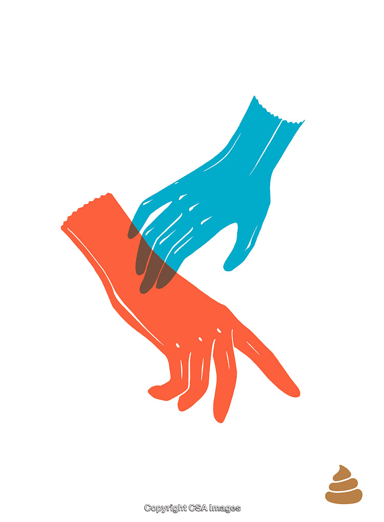 Colorful Abstract Illustration of Two Hands Reaching Towards Each Other