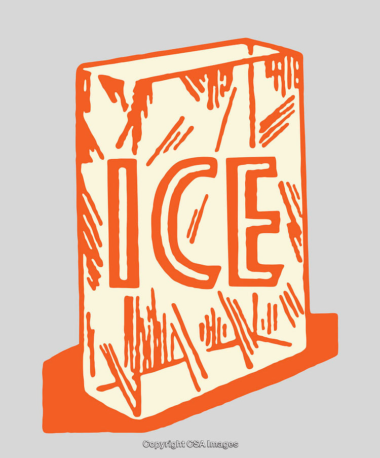 Artistic Line Art Illustration of Ice Block with Text Design