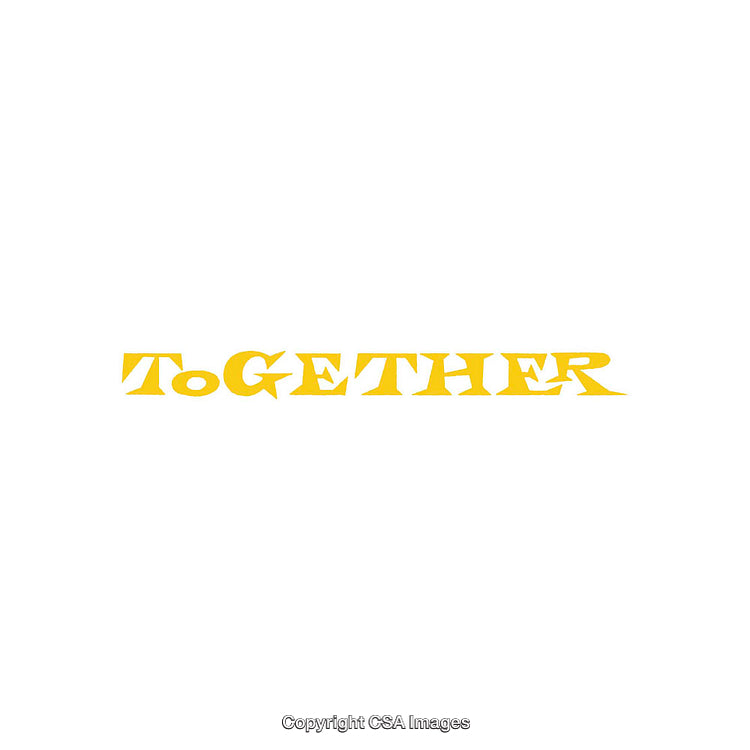 Yellow Together Typography on White Background Representing Unity and Community