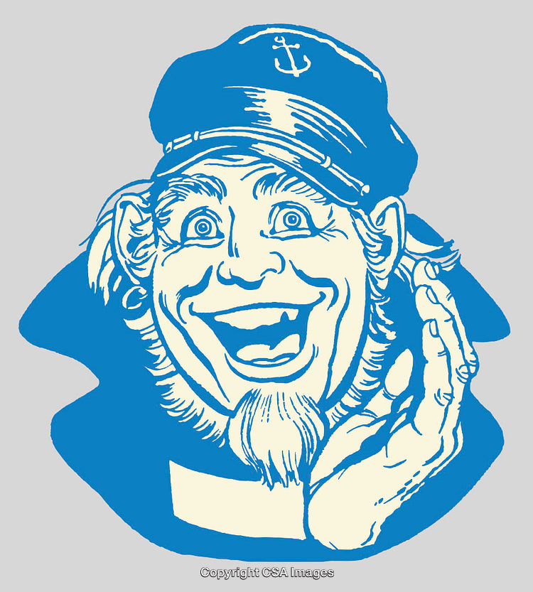 Cheerful Sailor Character in Classic Color Line Art Illustration