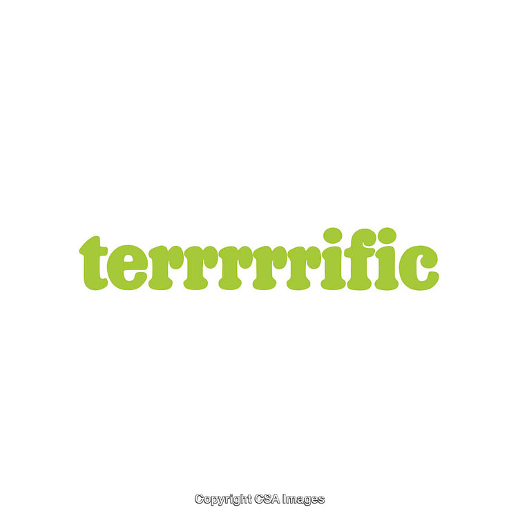 Green Text with Playful Font Presenting the Word 'Terrrrific'