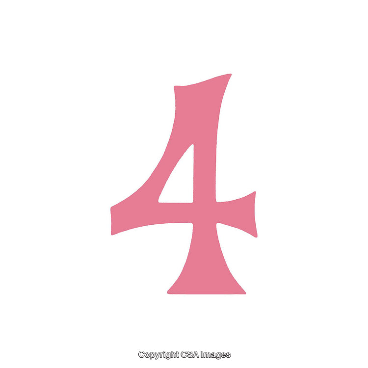 Pink Stylized Number Four on White Background