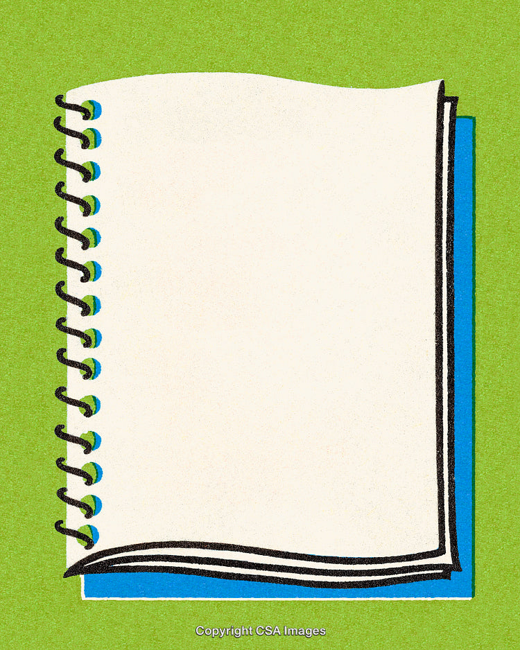 Illustration of a Blank Notebook Against a Vibrant Green Background