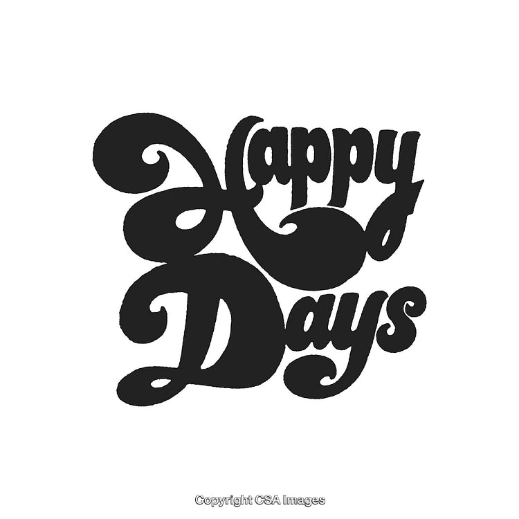 Happy Days Typography in Retro Style with Bold Black Script Design