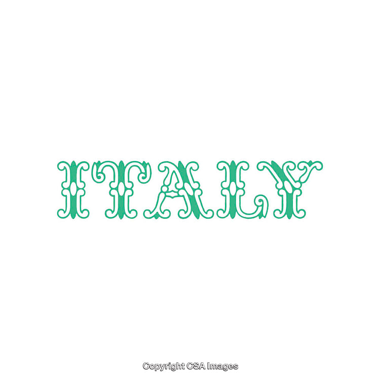 Elegant Green Typographic Design Illustration for the Word 'Italy'