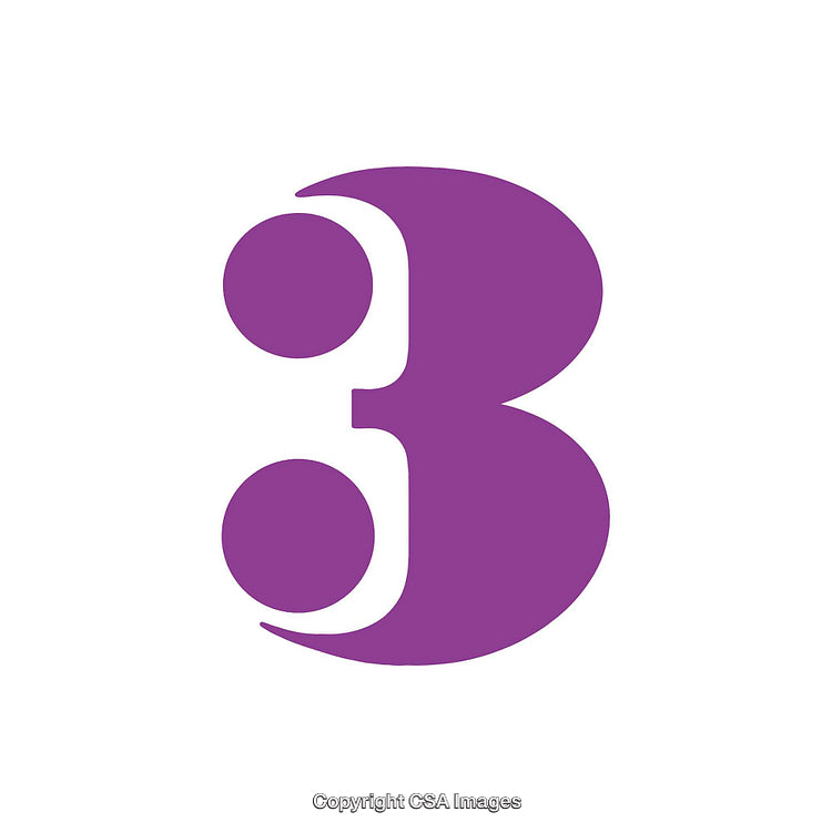 Purple Number Three on a White Background Representing Simplicity and Design