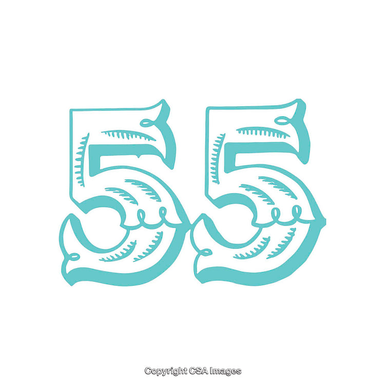 Stylized Creative Number 55 in Blue Decorative Design