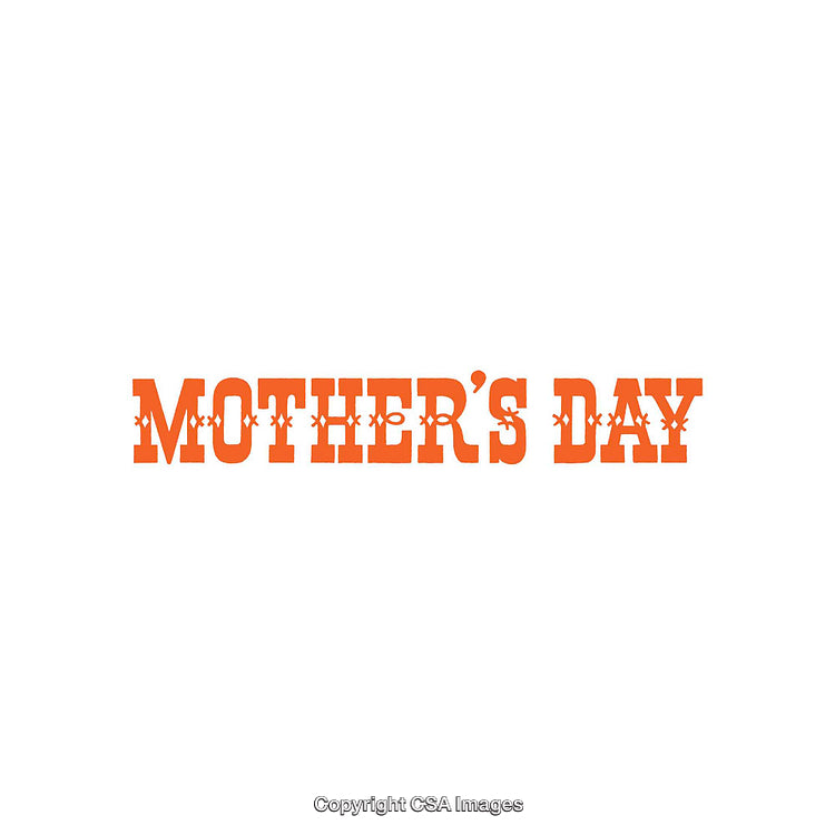 Mother's Day Typography Design Featuring Orange Western Font on White Background