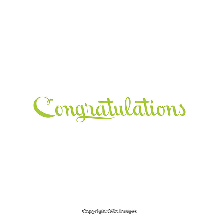 Elegant Green Congratulations Text Design on White Background