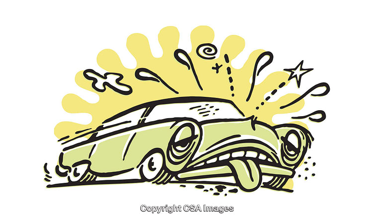 Colorful Cartoon Car Illustration with Unique Expressive Features