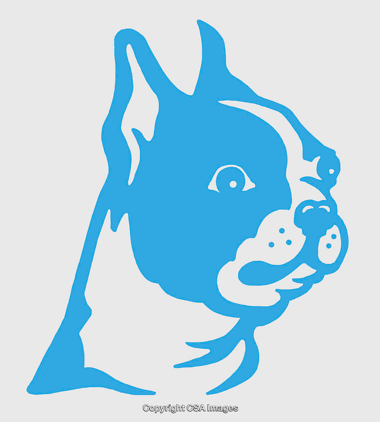 Blue Line Art Illustration of a Stylish Dog's Portrait