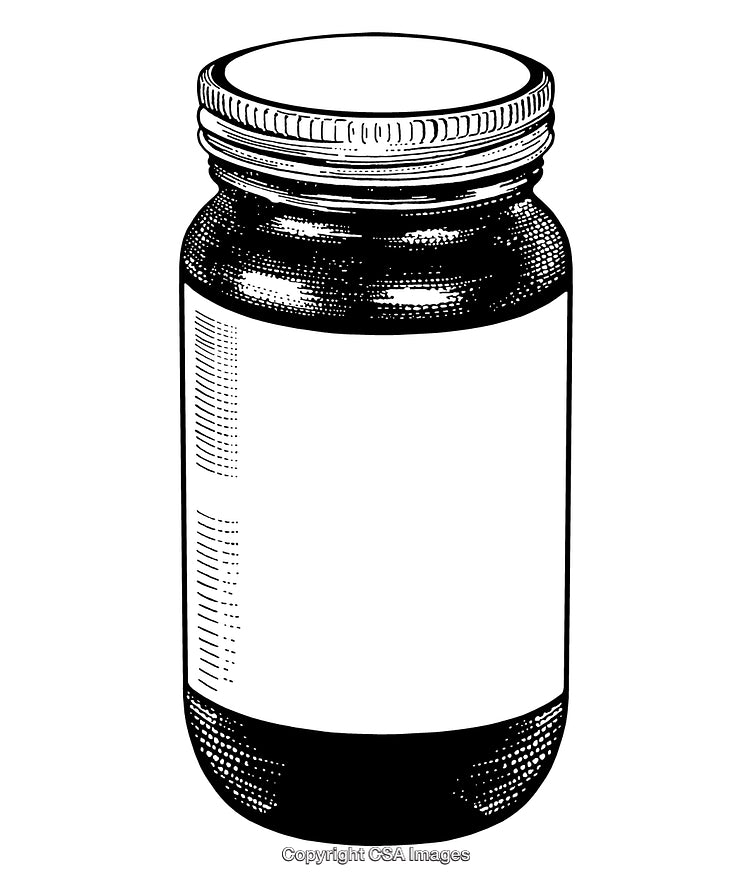 Detailed Black and White Engraving of a Blank Jar Drawing