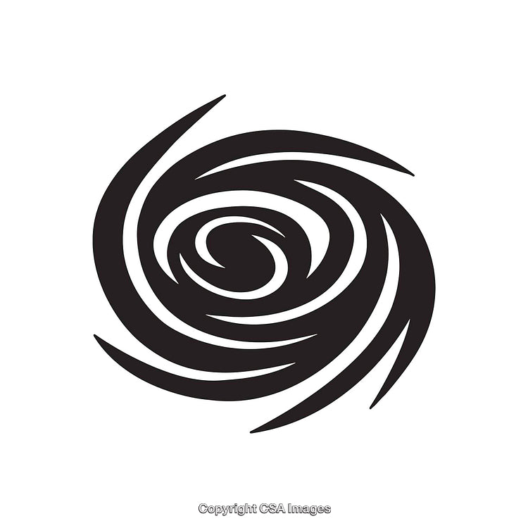 Abstract Black Spiral Shape Artwork on White Background