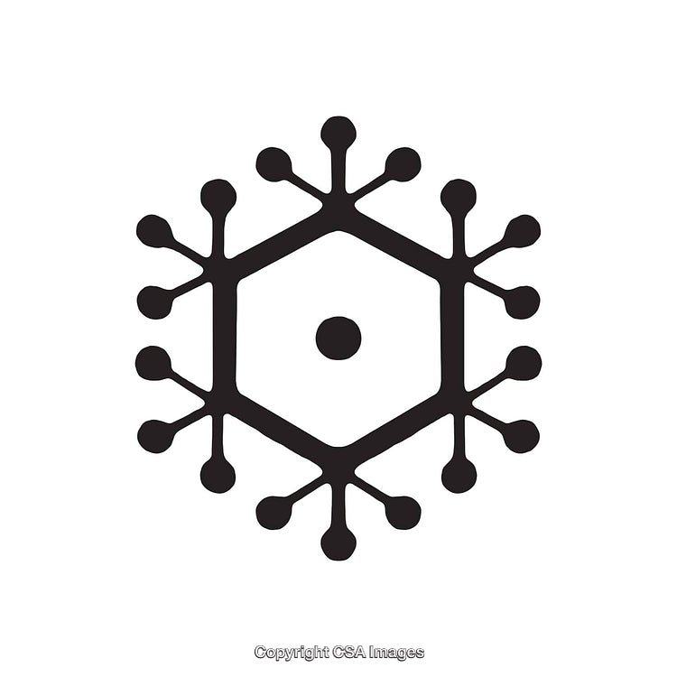 Minimalist Black and White Snowflake Symbol for Design Projects