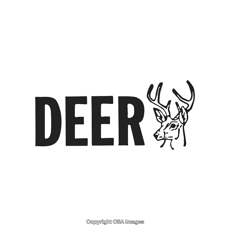 Illustration Featuring Deer Text with a Detailed Deer Head Design