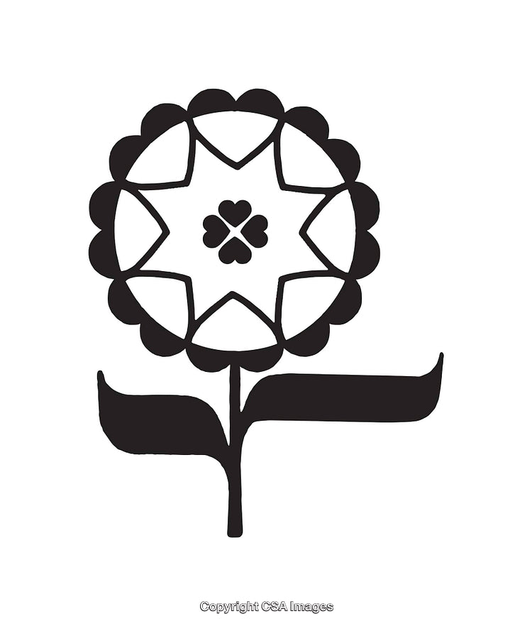 Black and White Icon of a Stylized Flower Design