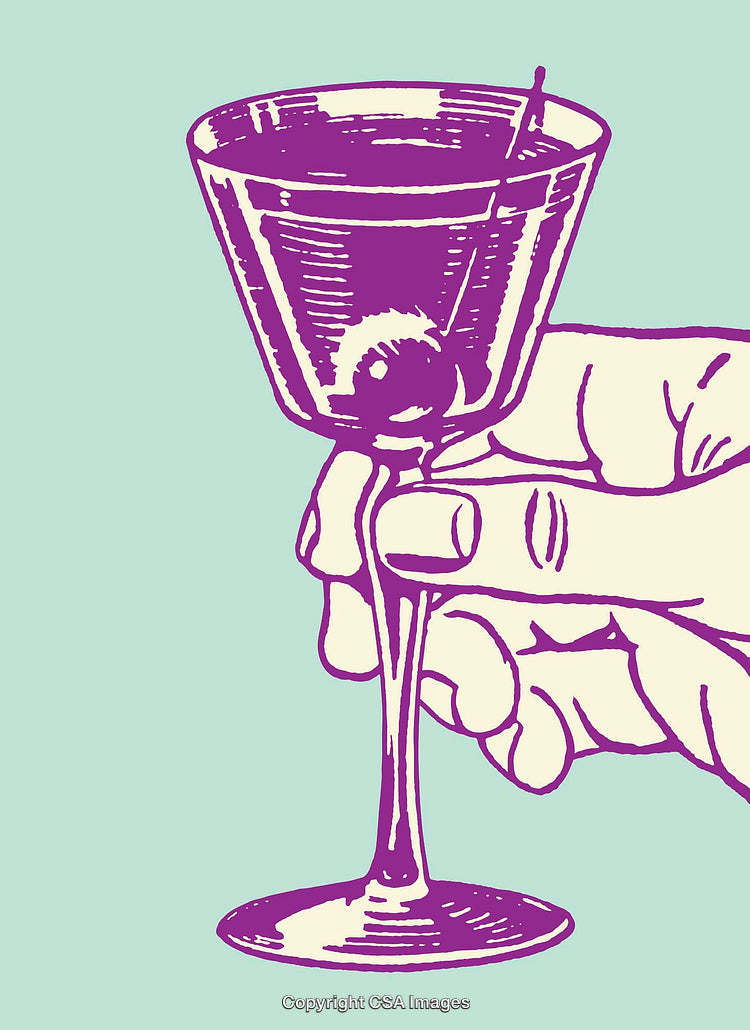 Colorful Illustration of a Hand Holding a Martini Glass