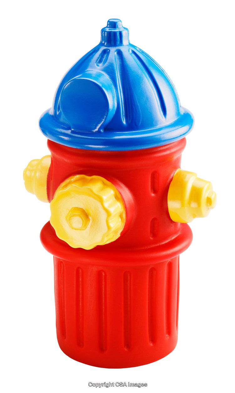 Colorful Plastic Toy Fire Hydrant with Brightly Painted Details