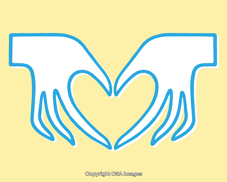 Illustration of Hands Forming a Heart Shape on Yellow Background