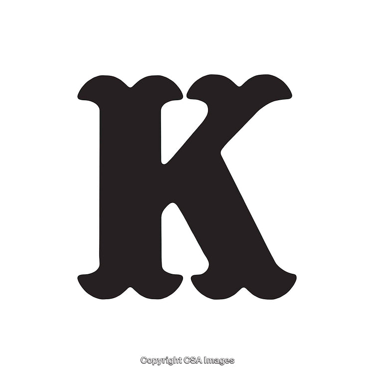 Black Bold Letter K Isolated on White Background
