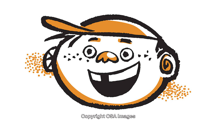 Colorful Cartoon Illustration of a Cheerful Boy's Face With a Cap