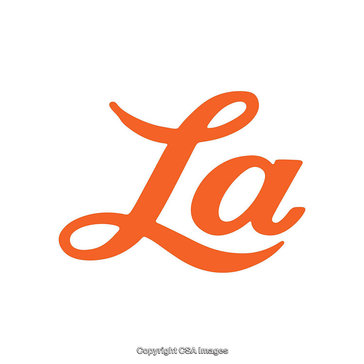 Orange Calligraphy Styled 'La' on White Background for Graphic Design Use
