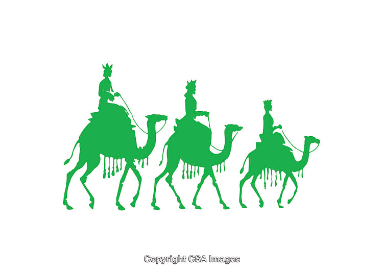 Silhouette of Three Kings on Camels for Christmas Symbolism