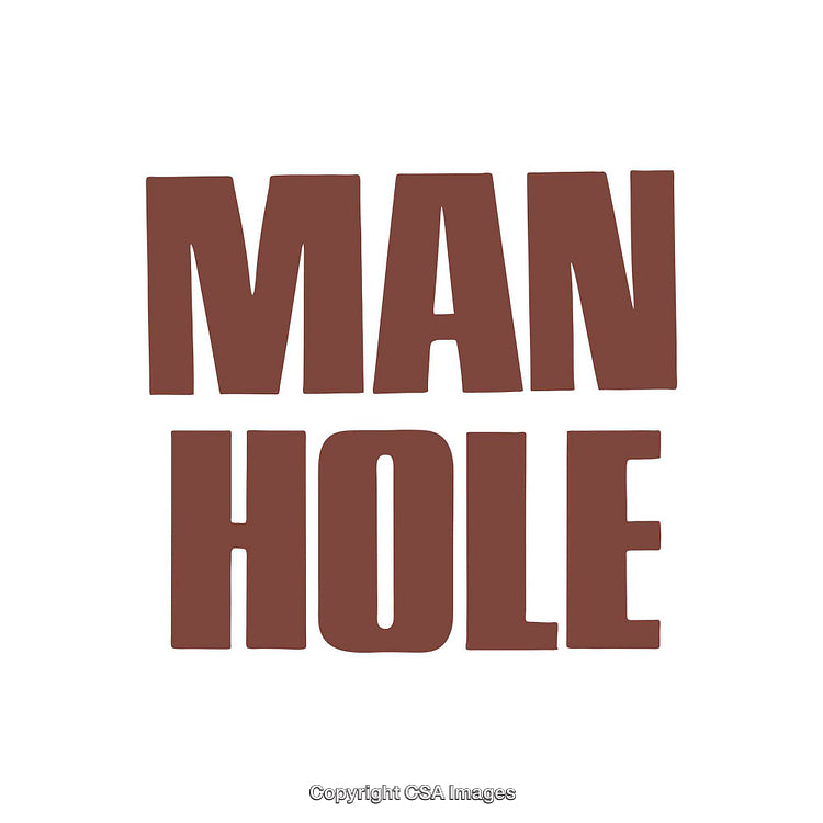 Manhole Text in Bold Brown Font on White Background